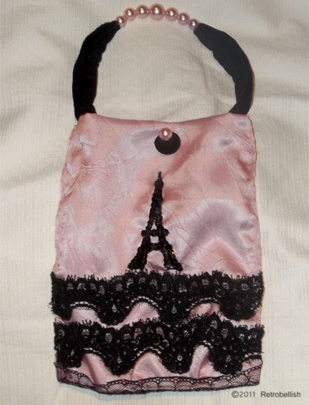 Reclaimed Fabric Paris Theme Purse